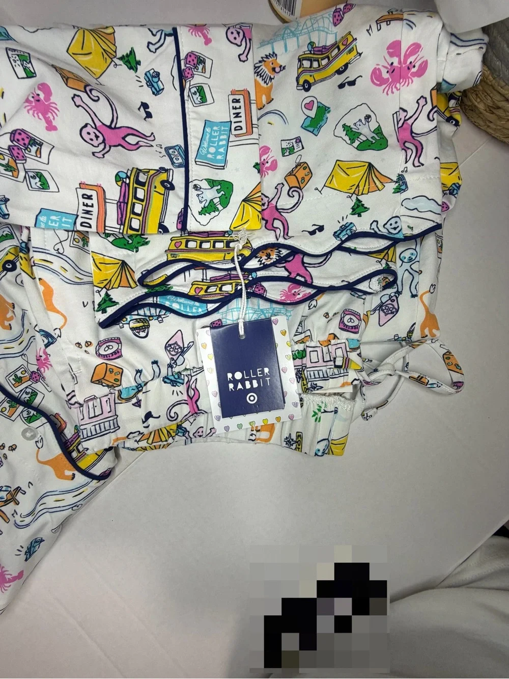 Roller Rabbit x Target Road Piece Pajama Set Button-Front Long Sleeve Graphic M - Picture 7 of 9